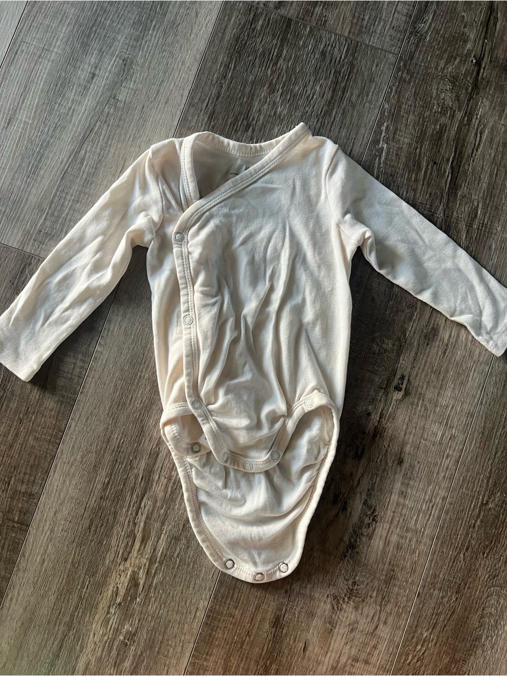 H&M Cream Long-Sleeve Wrap One-Piece Bodysuit